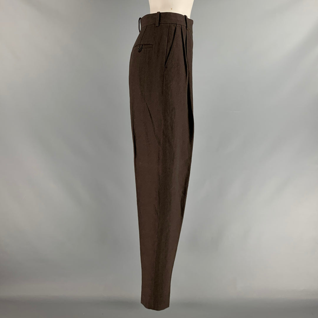 THE ROW Size 2 Brown Wool Blend Pleated High Waisted Dress Pants Sui Generis Designer Consignment THE ROW Size 2 Brown Wool Blend Pleated High Waisted Dress Pants Sui Generis Designer Consignment