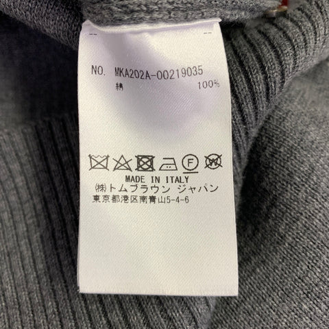 THOM BROWNE Size XL Grey White Knit Cotton Crew Neck Pullover