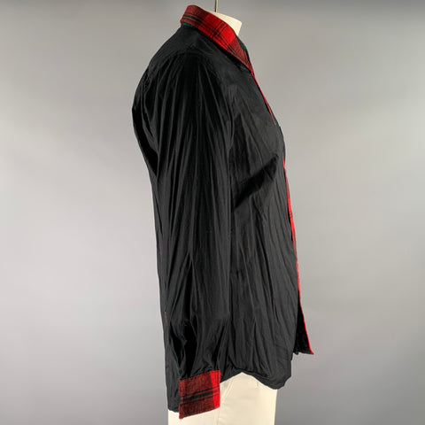 COMME des GARCONS HOMME PLUS Size L Black Red & Green Cotton Long Sleeve Shirt