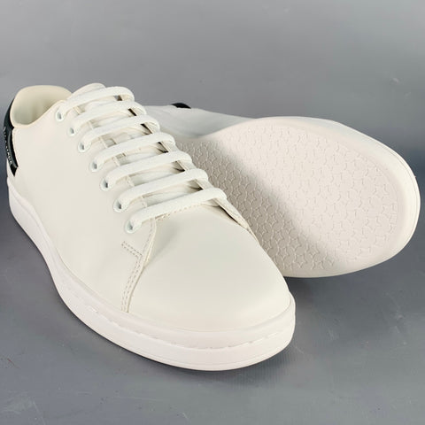 RAF SIMONS Size 8 Orion White Black Leather Lace-Up Low Top Sneakers