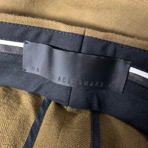 HAIDER ACKERMANN Size 31 Brown Olive Wool Pleated Casual Pants