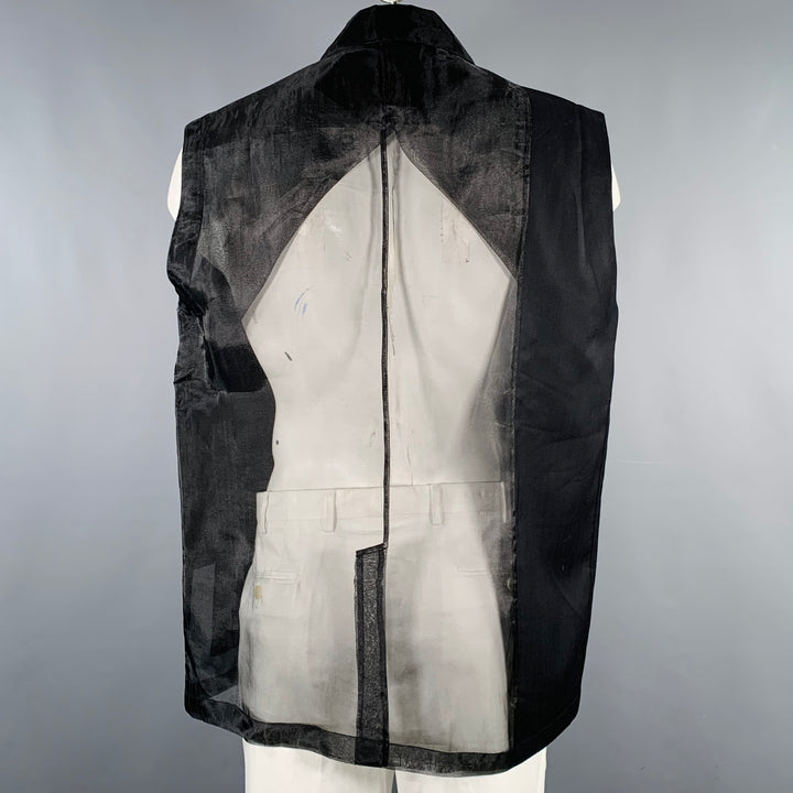 FENG CHEN WANG Size L Black Mixed Fabrics Wool Zip Up Vest