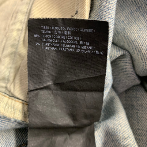 SAINT LAURENT 2016 Size 31 Blue Distressed Cotton Blend Narrow Leg Jeans