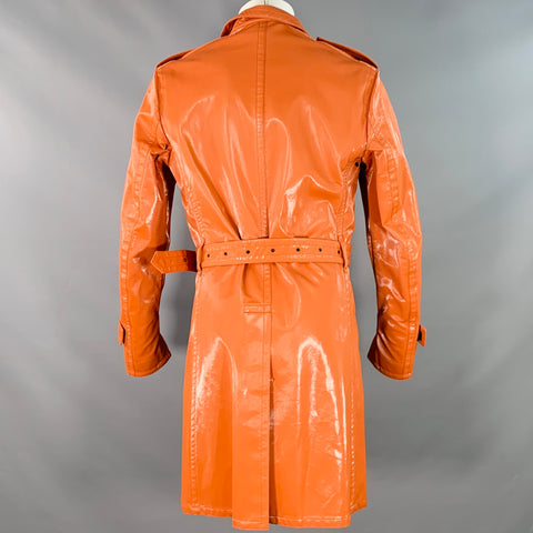 BURBERRY PRORSUM Size 40 Orange Polyethylene Blend Belted Rain Coat