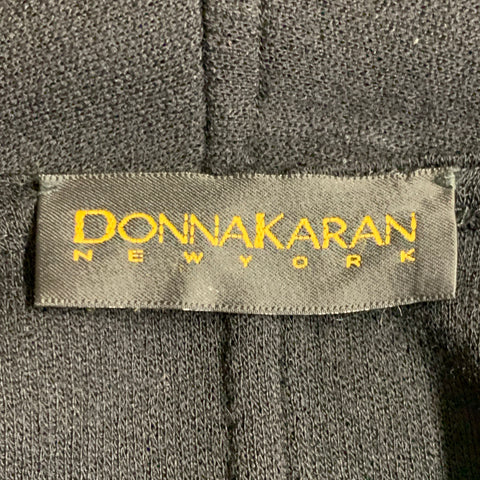 DONNA KARAN Size XS Black Wool Open Front Shawl Coat