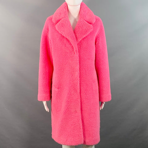 STAND STUDIO Size XS Camille Cocoon Pink Polyester Faux Fur Notch Lapel Coat