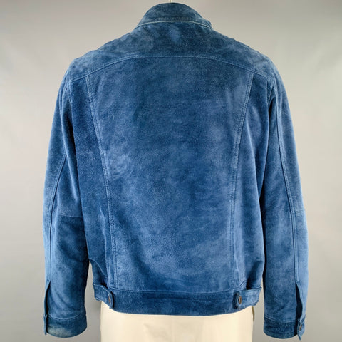 LEVI STRAUSS Size XXL Blue Suede Trucker Jacket