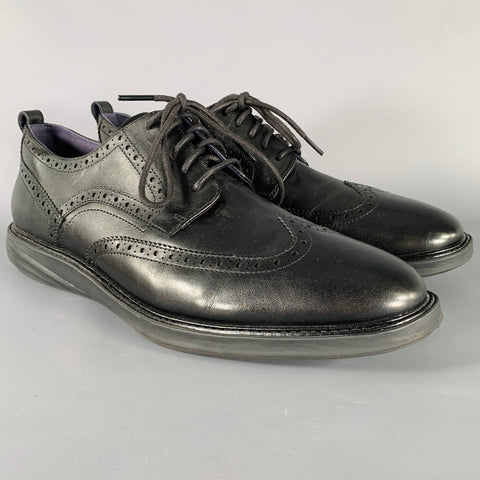 COLE HAAN Size 13 Black Wingtip Leather Derby Lace Up Shoes