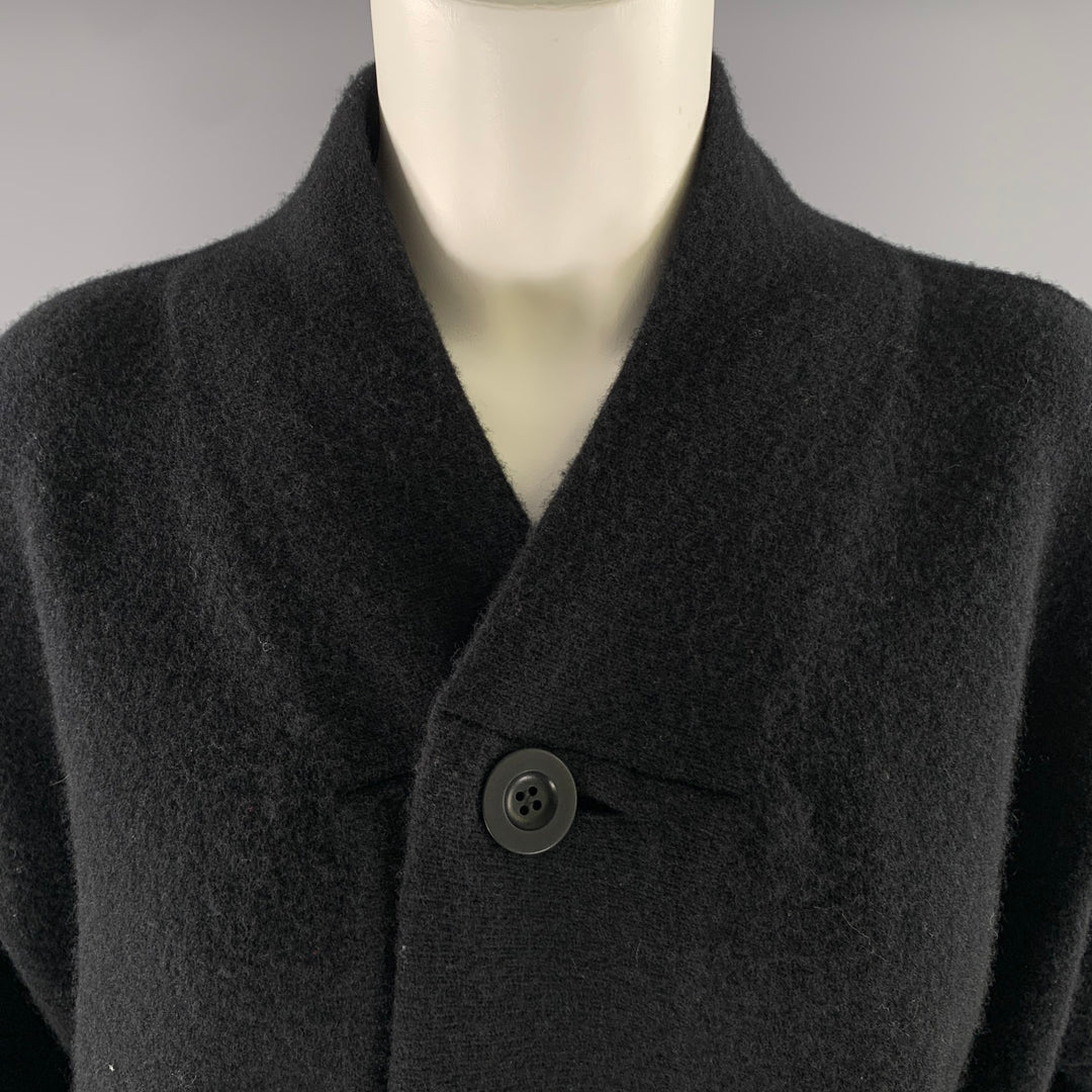 TOOGOOD Size M Black Felted Wool Long Cardigan