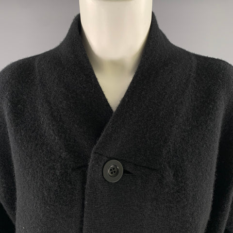 TOOGOOD Size M Black Felted Wool Long Cardigan