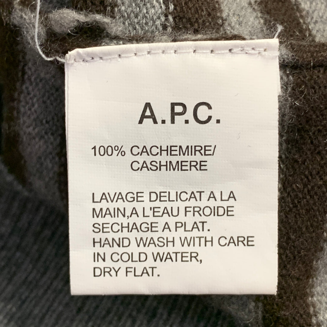 A.P.C. Size L Charcoal Grey Brown Cashmere Stripe Crew Neck Sweater