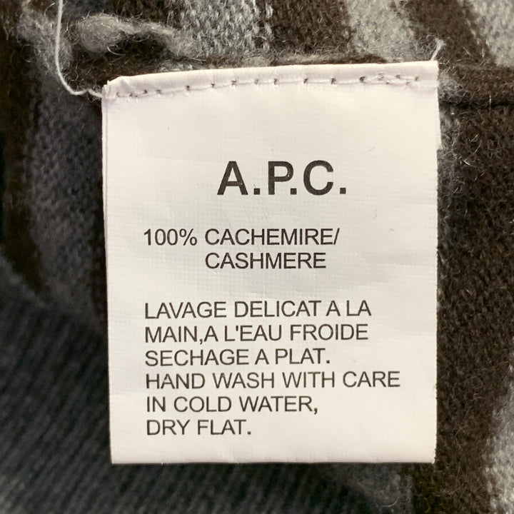 A.P.C. Size L Charcoal Grey Brown Cashmere Stripe Crew Neck Sweater
