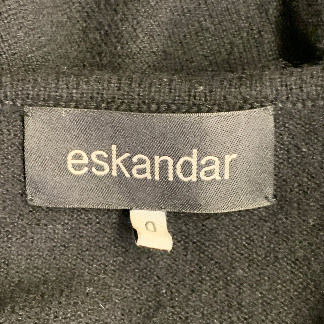 ESKANDAR Size L Black Cashmere Drop Shoulder Oversized Pullover