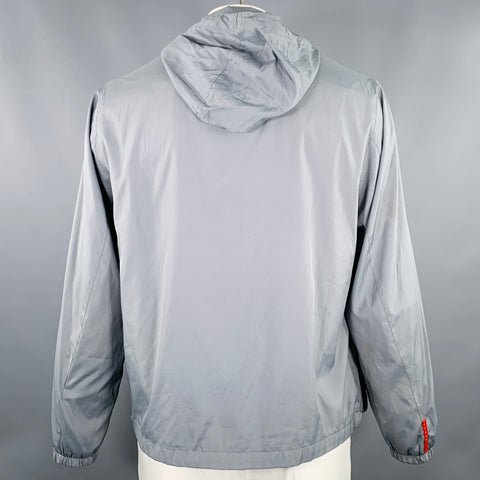 PRADA Size 42 Blue Grey Polyester Windbreaker Jacket
