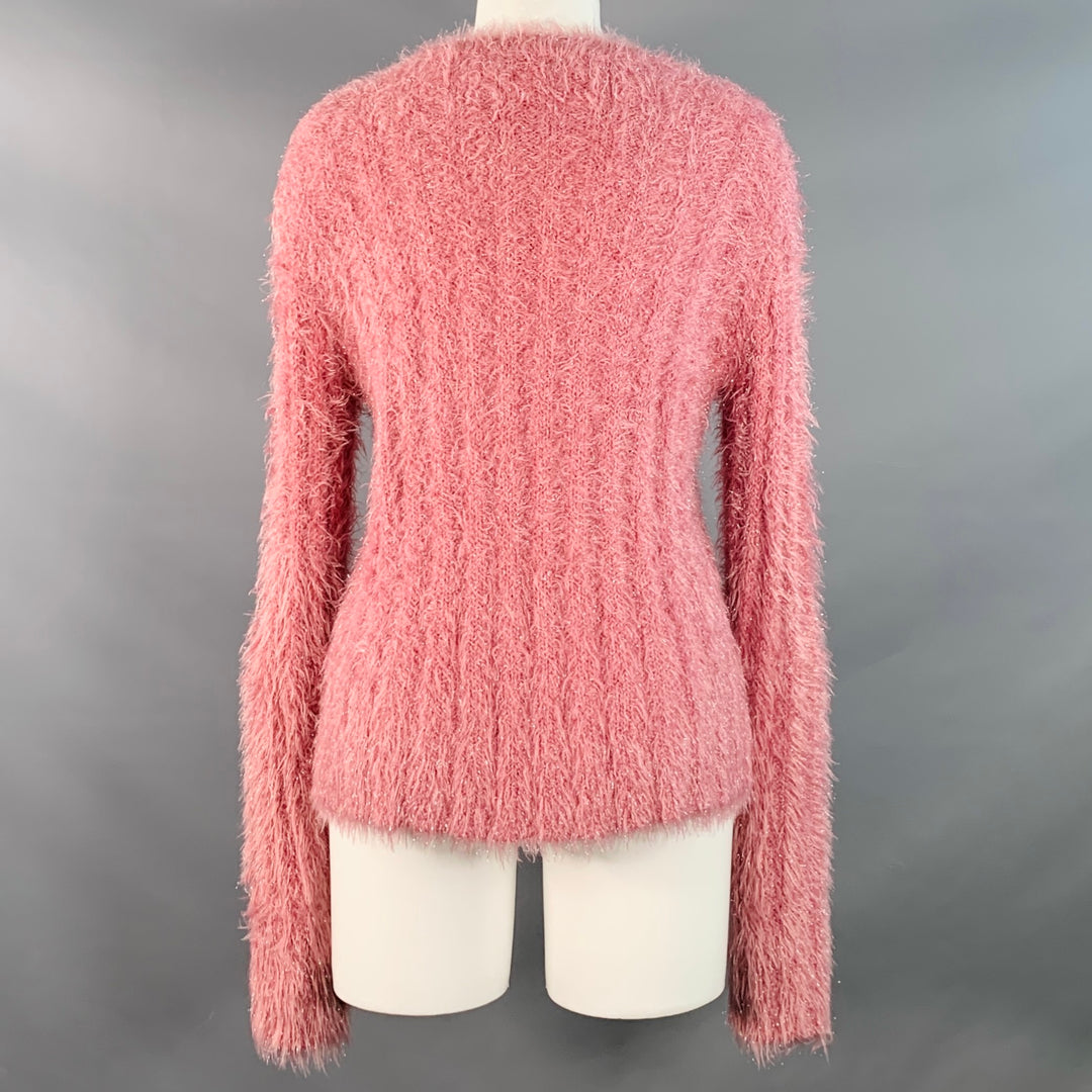 SIES MARJAN Size S Shaggy Metallic Pink Polyamide Blend Crew Neck Pullover
