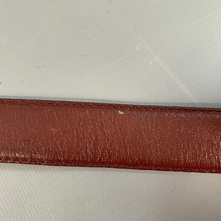 CARTIER Vintage Size 43 Burgundy Gold Logo Leather Skinny Belt