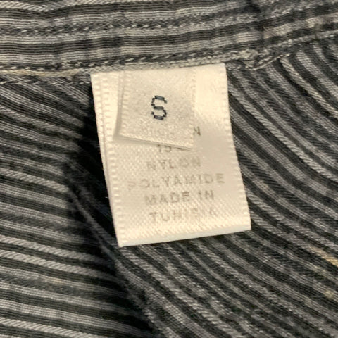 ARMANI COLLEZIONI Size S Grey Black Seersucker Stripe Cotton Blend Long Sleeve Shirt