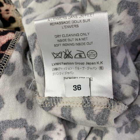 GIVENCHY Size 4 Beige Brown Viscose Blend Animal Print V-Neck Casual Top