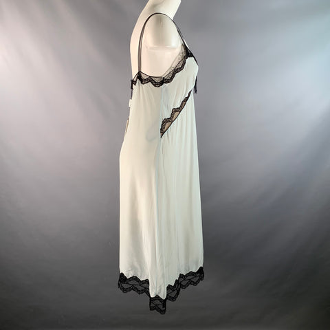 MARC JACOBS Size 4 Light Blue Black Rayon / Silk Lace Trim Slip Dress
