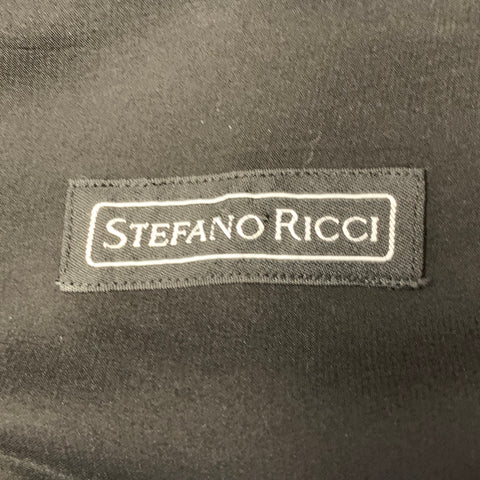 STEFANO RICCI Size XL Black Silk Hidden Placket Long Sleeve Shirt