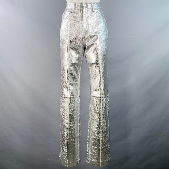 ZADIG & VOLTAIRE Size S Poete Metallic Silver Jean Cut Straight Casual Pants