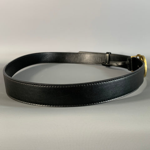 GUCCI Waist Size 34 Black Gold 409417 Leather Belt