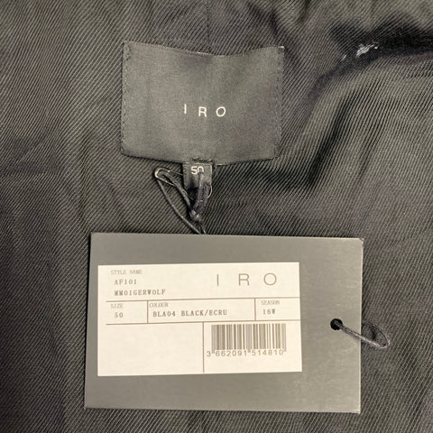 IRO AW16  Size 40 Gerwolf Black White Herringbone Wool Blend Notch Lapel Coat