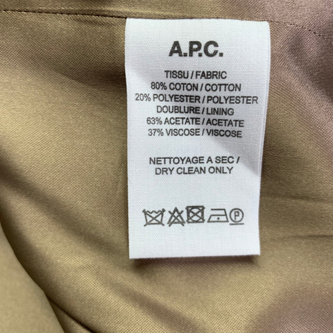 A.P.C. Size XL Tan Brown Plaid Cotton Polyester Coat