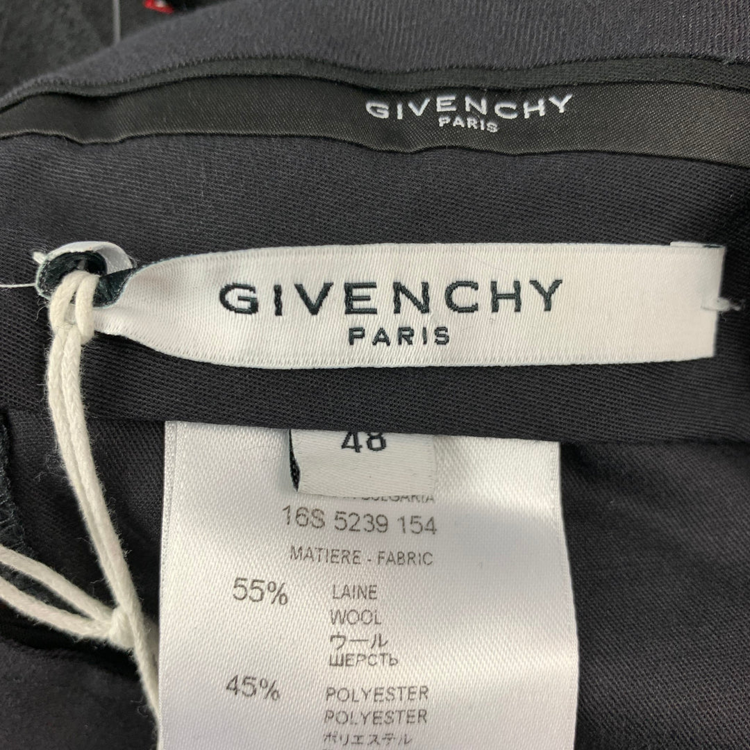 GIVENCHY Size 32 Black Red Rhombus Print Wool Blend Zip Fly Dress Pants