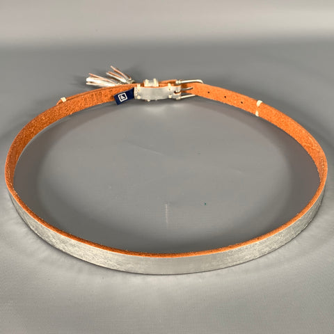 SPERRY TOP-SIDER Waist Size 30 Silver Metallic Leather Belt