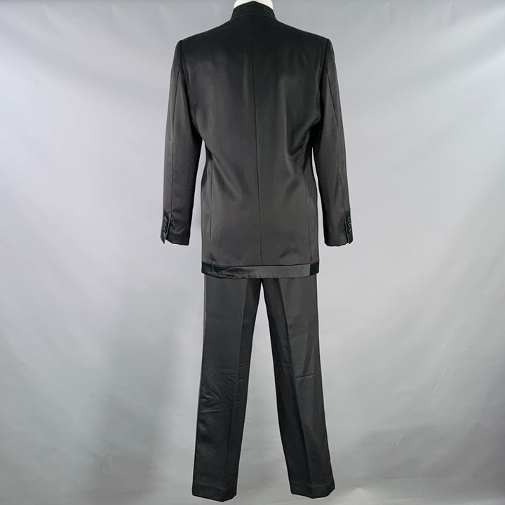 SHANGHAI TANG Size 40 Black Wool Mandarin Collar Suit