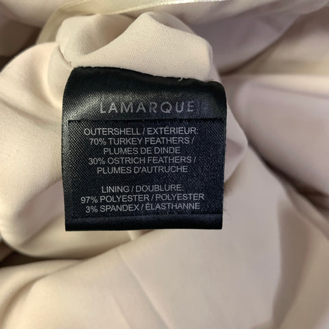 LAMARQUE Size L Tan Champagne Feathers Cocktail Dress