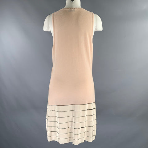 FENDI Size S Cream Peach Cotton Blend Knitted V-Neck Dress