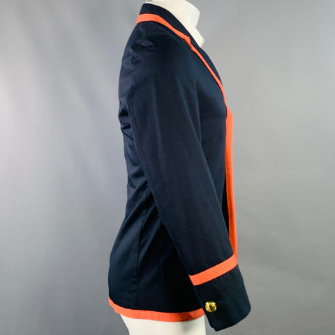 ROWING BLAZERS Size XS Navy Coral Cotton Ribbon Trim Notch Lapel Sport Coat