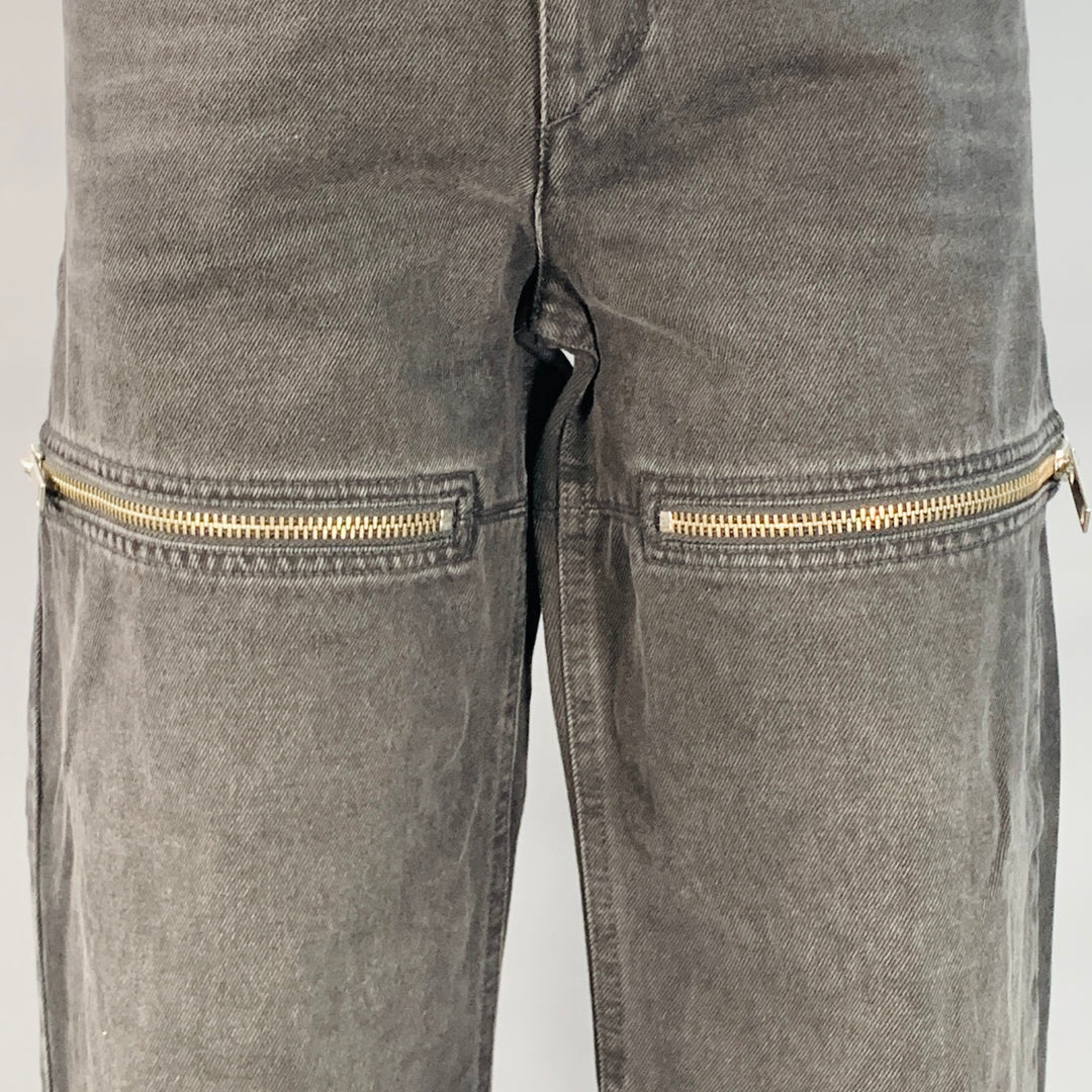 ISABEL MARANT Size 6 Black Cotton Twill Zippers Tapered Zip Fly Jeans