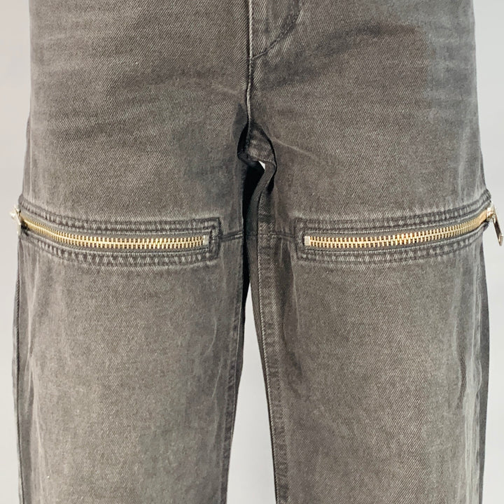 ISABEL MARANT Size 6 Black Cotton Twill Zippers Tapered Zip Fly Jeans