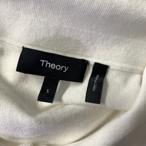 THEORY Size S White Solid Spread Collar Polo