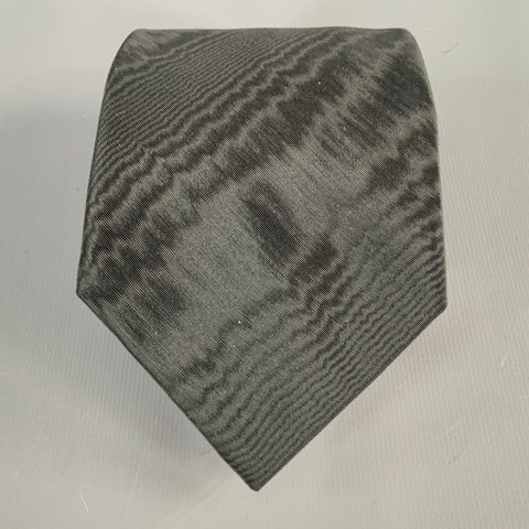 L'ESCALIER D'ARGENT Black Moire Silk Tie