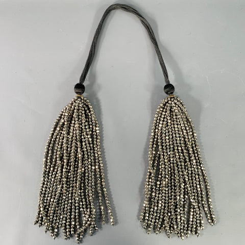 Collier Vintage en Argent avec Pampilles de Perles Noires
