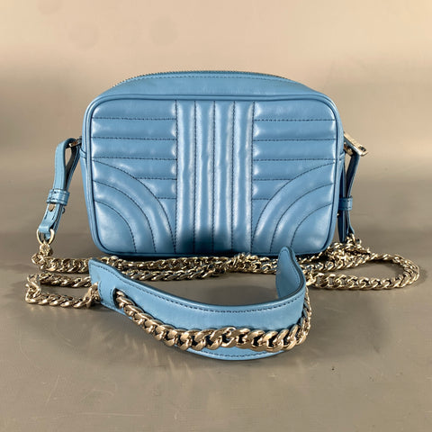 PRADA Blue Quilted Calfskin Leather Shoulder Bag Handbag