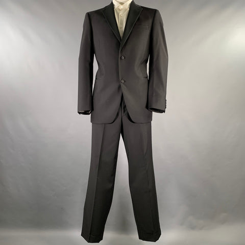 Tuxedo BARNEY'S NEW YORK Laine Noire Revers Cranté Taille 42 Long 38 31