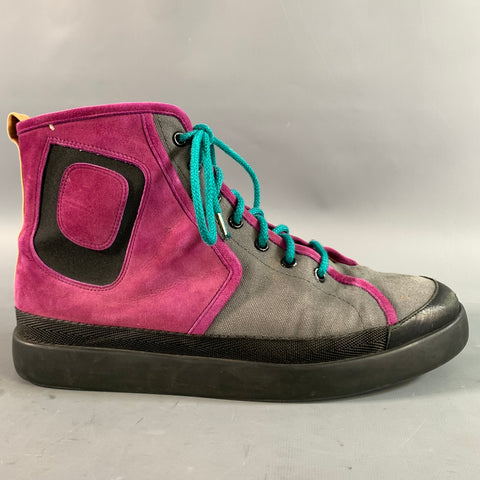 LOUIS VUITTON Size 8 Purple Grey GO 0023 Mixed Fabrics High Top Sneakers