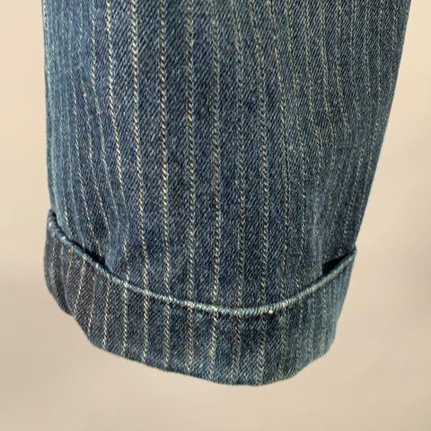 RALPH LAUREN Size 36 Navy Indigo Pinstripe Cotton Cuffed Jeans