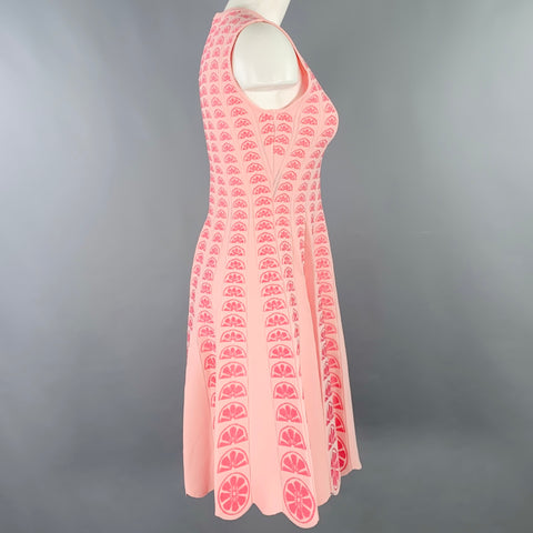 LELA ROSE Size S Pink Lemons Viscose Blend Sleeveless Pleated Dress