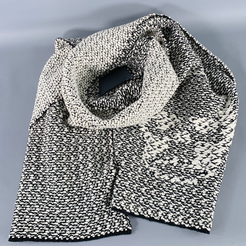 LUCIEN PELLAT-FINET Black White Knit Wool Cashmere Blend Scarf