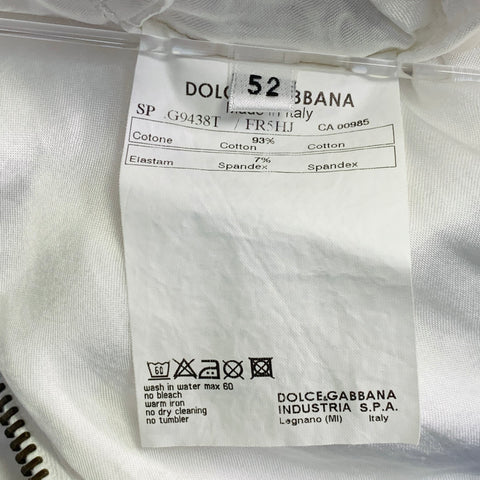 DOLCE & GABBANA Size 42 White Cotton Blend Zip Up Bomber Jacket