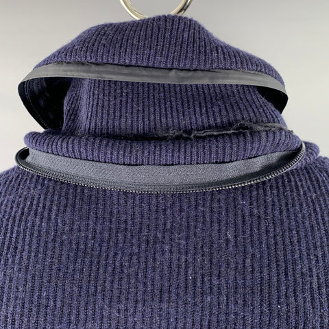 BRUNELLO CUCINELLI Size 44 Navy Ribbed Cashmere Button Up Cardigan