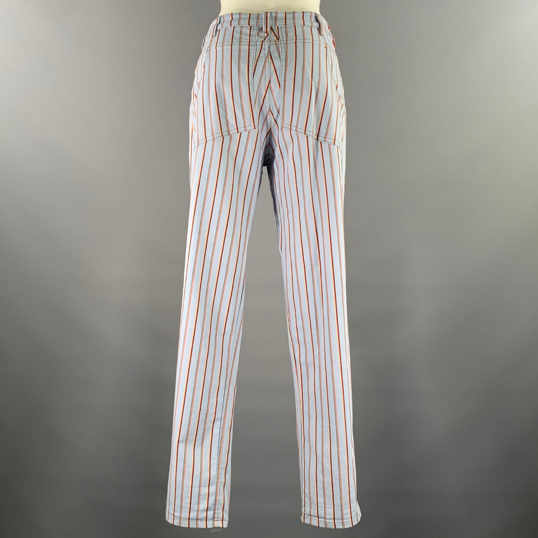 ECKHAUS LATTA Size 30 Light Blue Cotton Blend Stripe Pants