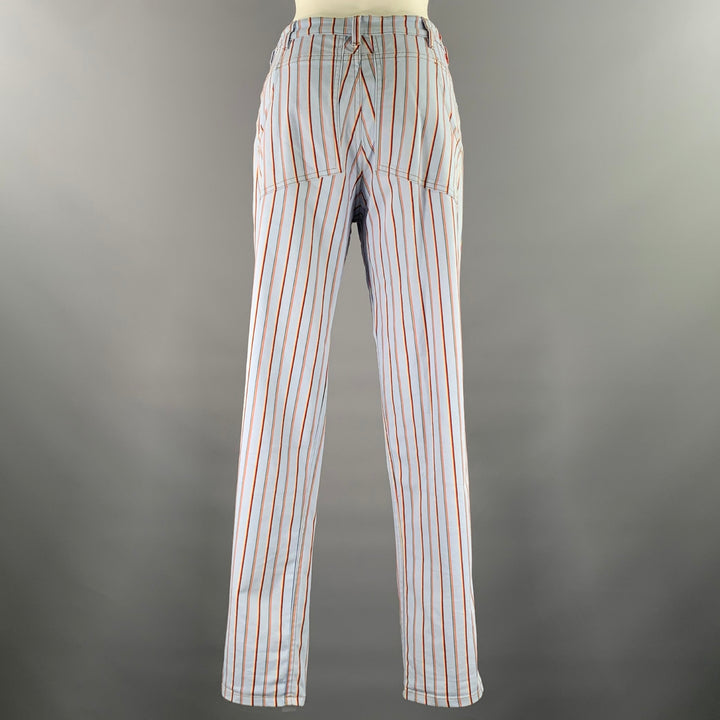 ECKHAUS LATTA Size 30 Light Blue Cotton Blend Stripe Pants
