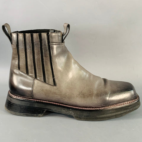 NOMENKLATURA Size 11 Pilgrim Grey Leather Rubber Sole Chelsea Boots